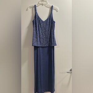 Blue/Violet Embroidered Dress & Cardigan